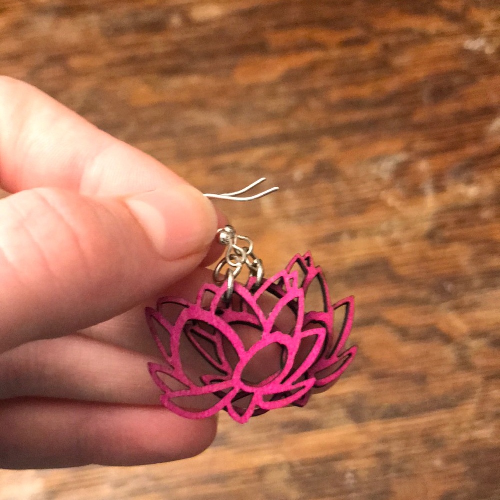 Pink lotus flower earrings